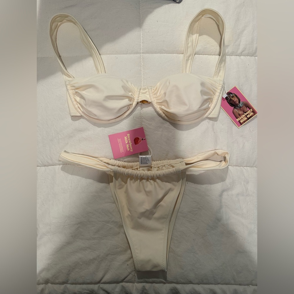 Brand new off-white strawberry milk mob bikini